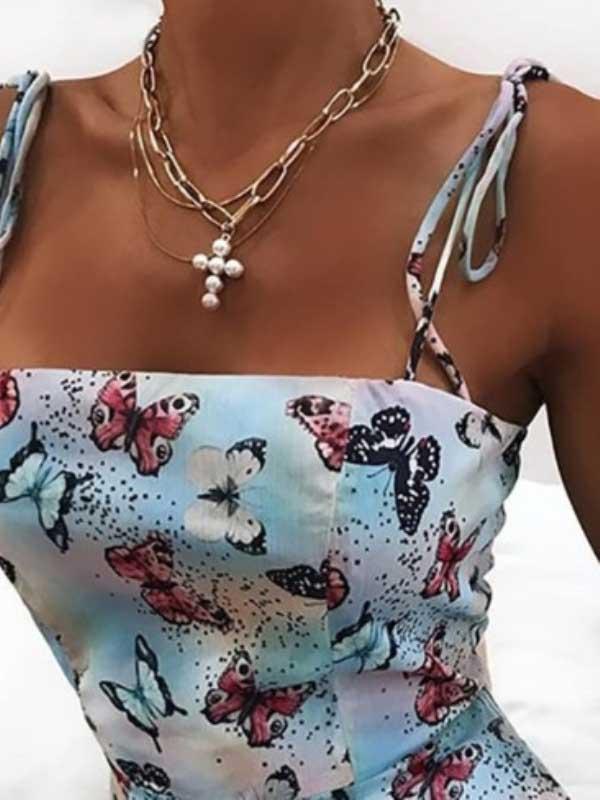 Butterfly print camisole dress