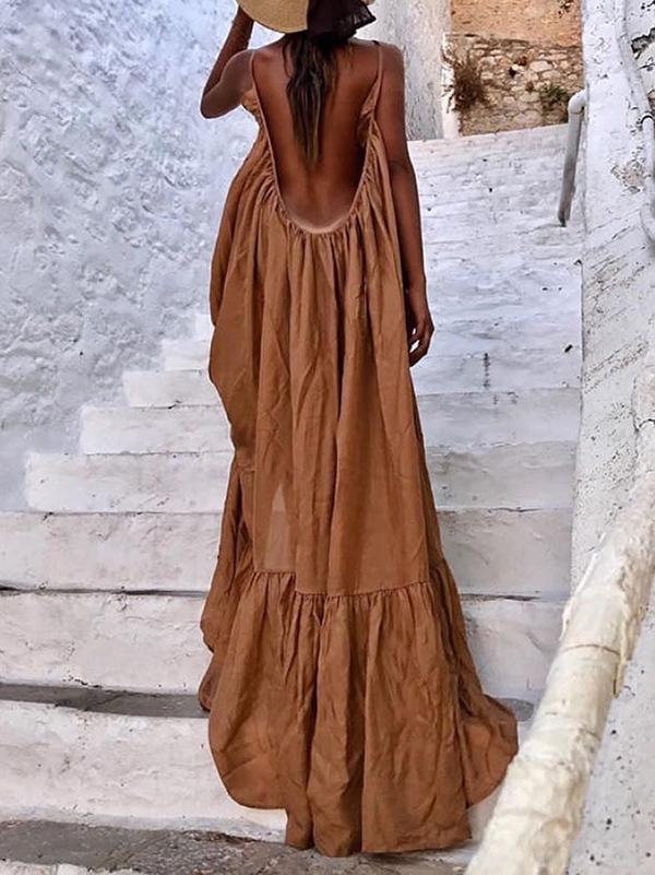 Backless Boho Party Maxi Dress
