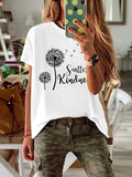 Women's dandelion printed round neck short sleeve T-shirt