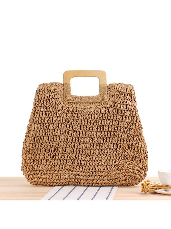 Women's vintage hand-woven openwork handbag