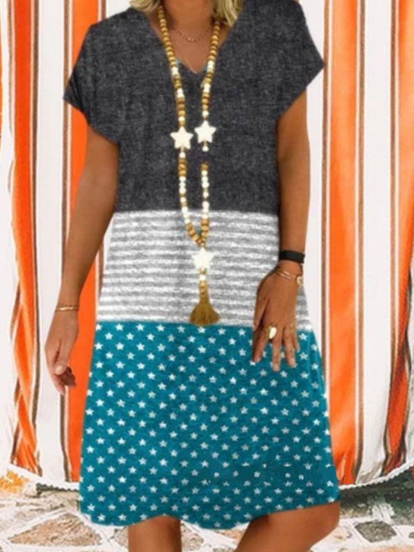 Ladies fashion printed short sleeve dress