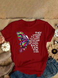 Butterfly letter printed cotton shirt