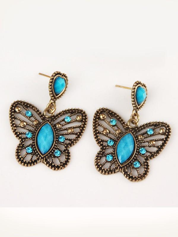 Retro Hollow Butterfly Earrings Wild Diamond Stud Earrings