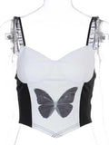 Butterfly print strap tube top