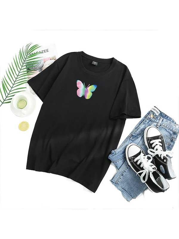 Colorful highlight reflective butterfly T-shirt