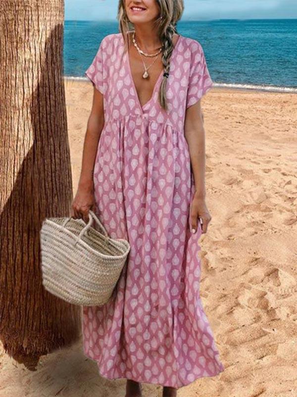 Women's plus size V-neck floral print dress