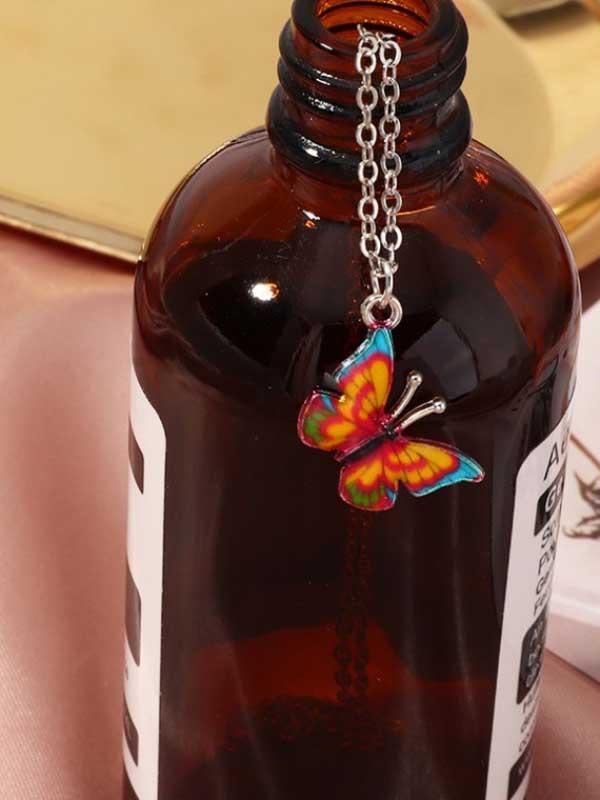 Retro dripping butterfly color necklace