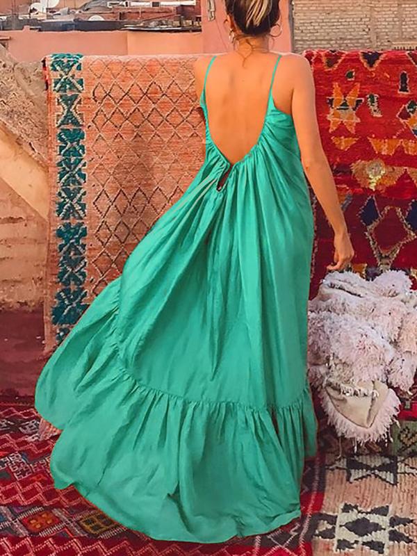 Backless Boho Party Maxi Dress