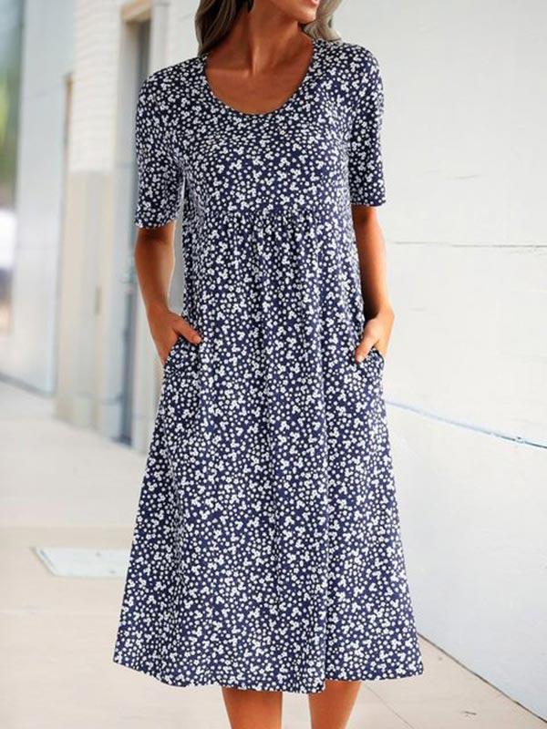 Women's plus size printed short sleeve dress