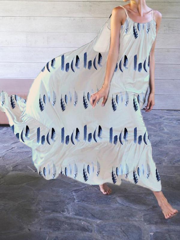 Boho Leather Printed Party Maxi Dress