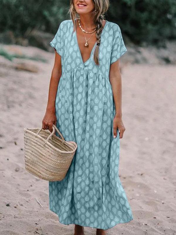Women's plus size V-neck floral print dress