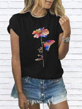 Women's little daisy butterfly print T-shirt