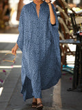 Fashionable Casual Loose Leopard V-neck Dress