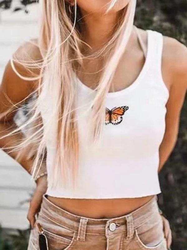 Butterfly embroidered vest