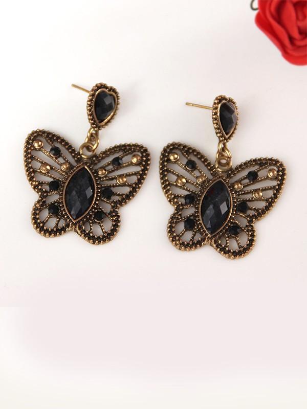 Retro Hollow Butterfly Earrings Wild Diamond Stud Earrings