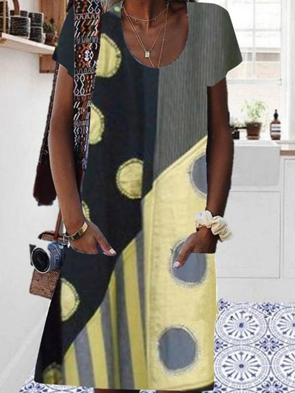 Women's loose fashion printed linen dress