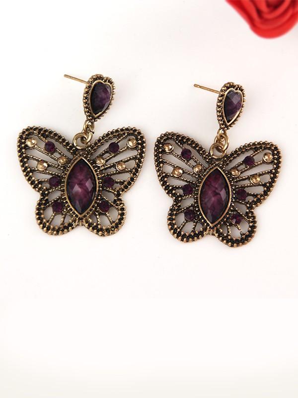 Retro Hollow Butterfly Earrings Wild Diamond Stud Earrings