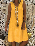Women's loose cotton and linen sleeveless dress