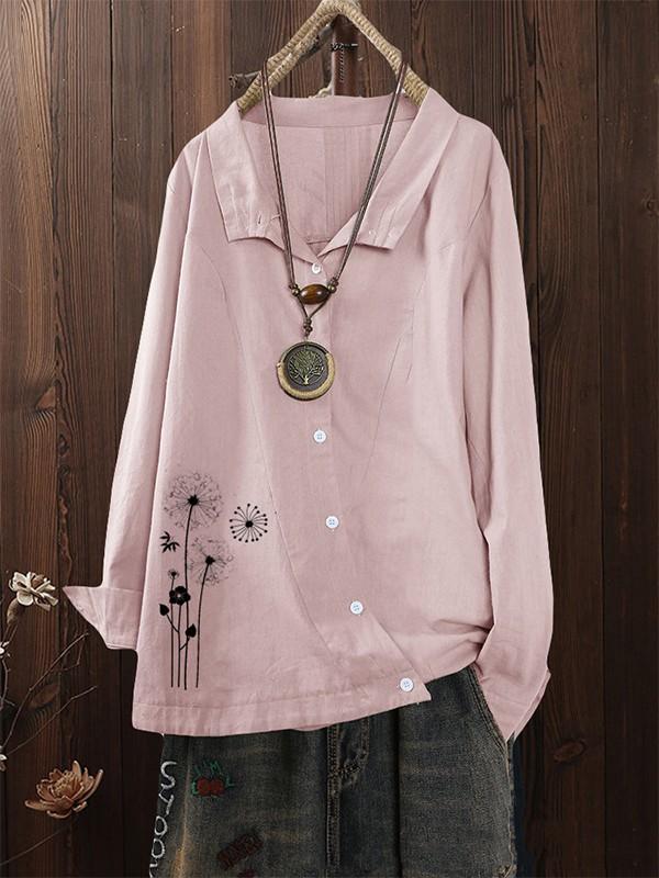 Irregular printed long-sleeved shirt
