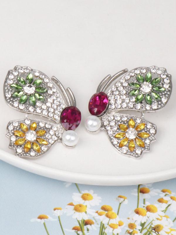 Women's Butterfly Zircon Earrings with Diamonds