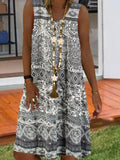 Women's Fashion Print V-Neck Sleeveless Dress
