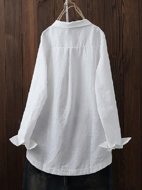 Women's dandelion printed irregular long-sleeved shirt
