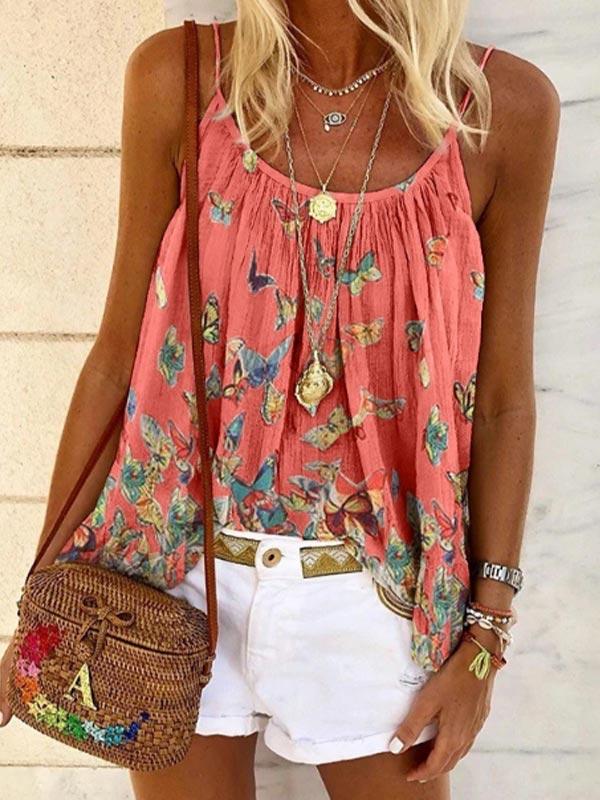 Women's fashion butterfly print camisole