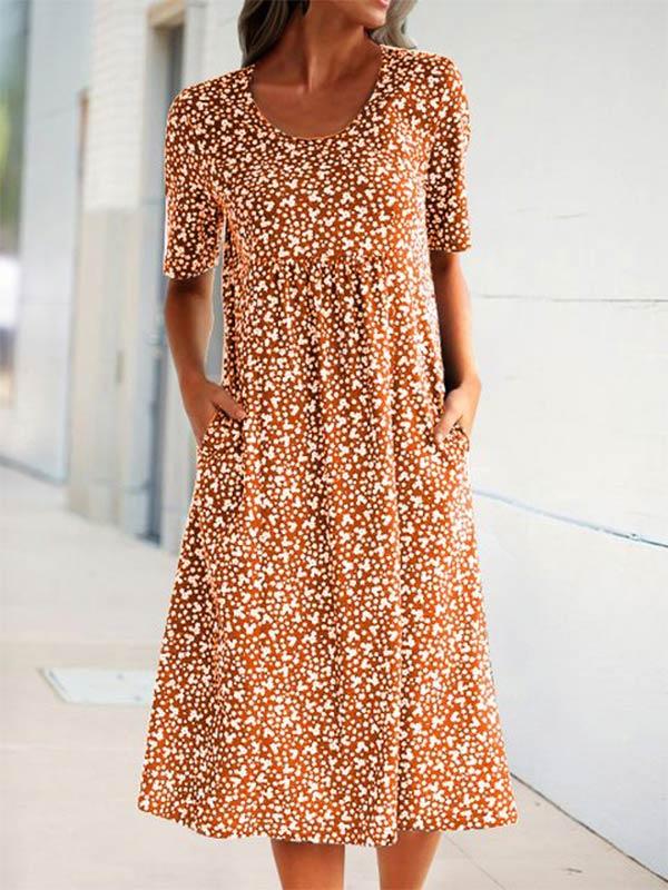 Women's plus size printed short sleeve dress