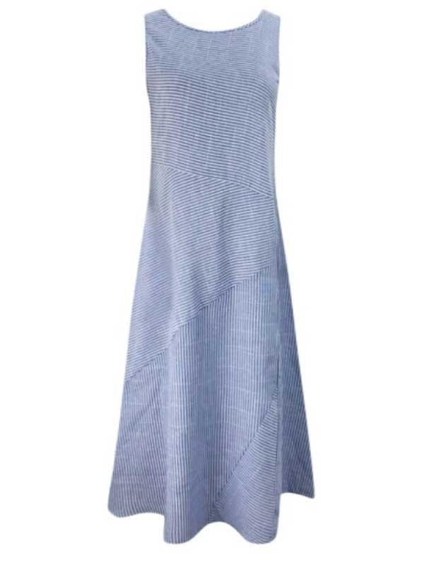 Women's striped round neck sleeveless slim dress