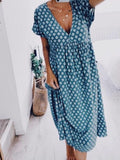 Women's V-neck casual print dress