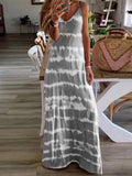 Ladies fashion tie-dye suspender dress
