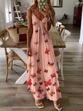 Lady Butterfly Print Long Dress