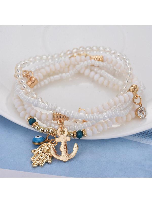Ladies Butterfly Bergamot Multi-layer Beaded Bracelet