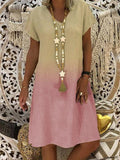 Women's Gradient Print V-neck Short Sleeve Dress