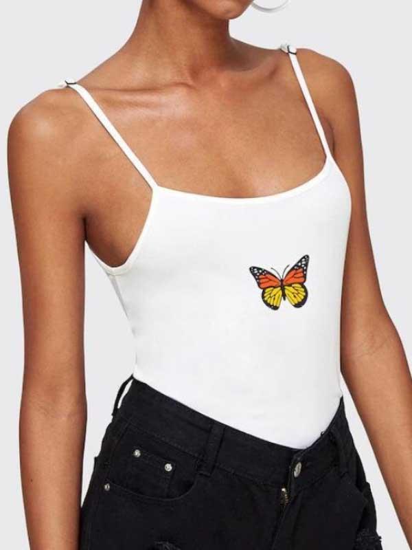 Butterfly print camisole vest