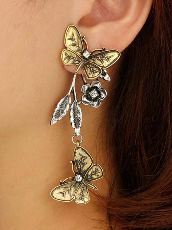 Women's Vintage Butterfly Flower Alloy Earrings