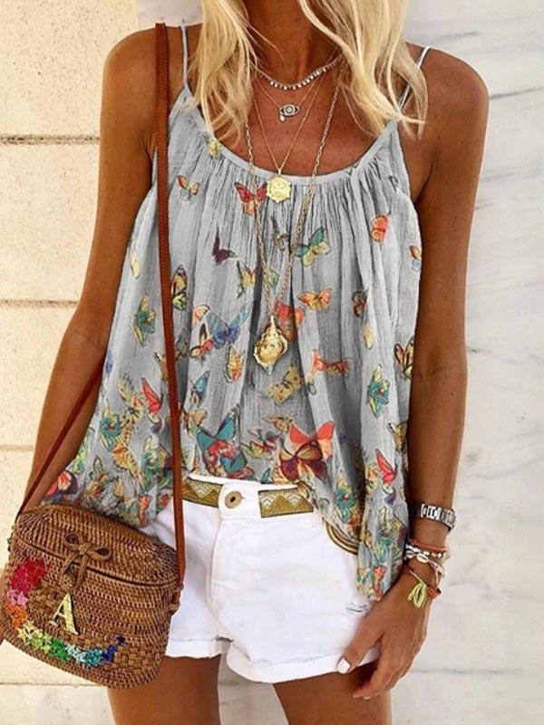 Women's fashion butterfly print camisole