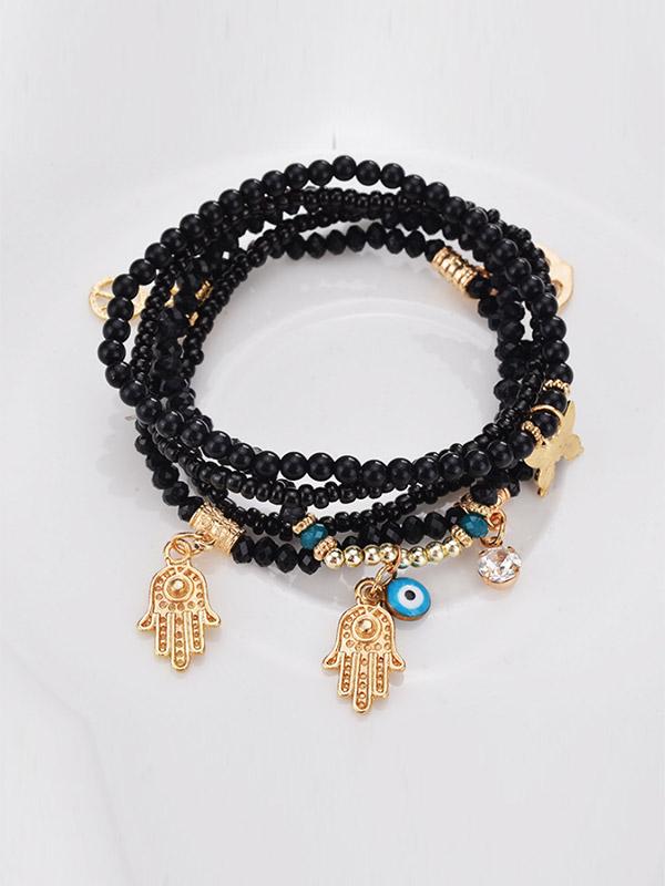 Ladies Butterfly Bergamot Multi-layer Beaded Bracelet