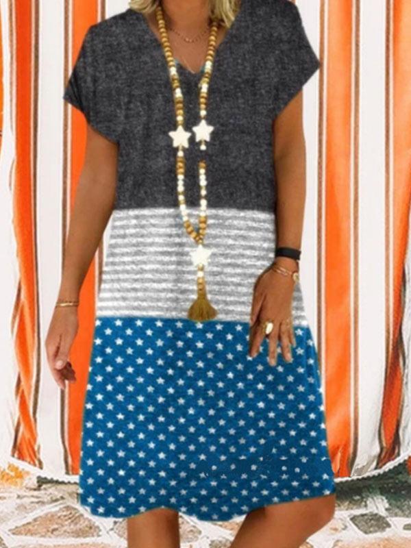 Ladies fashion printed short sleeve dress