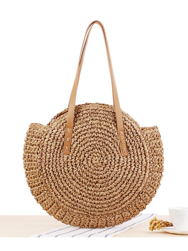 Women's retro round hand-woven bag