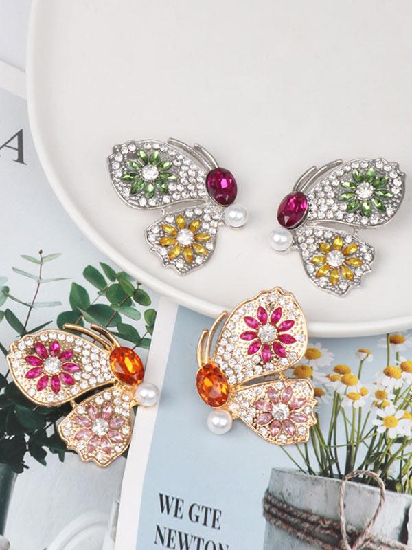 Women's Butterfly Zircon Earrings with Diamonds