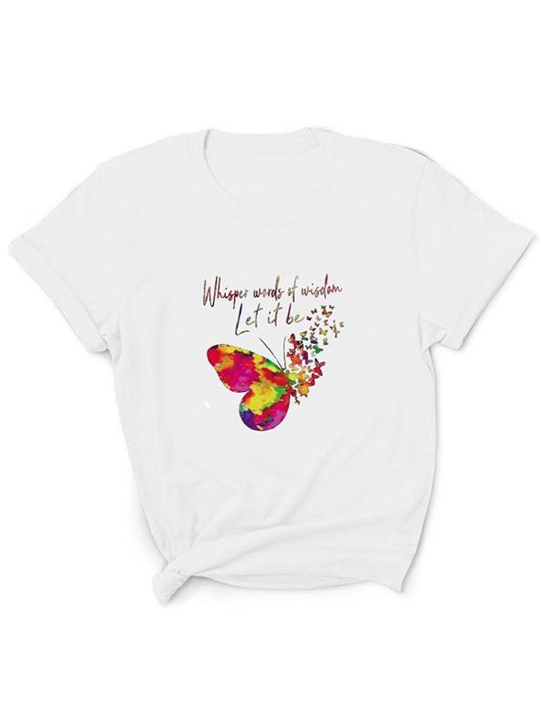 Butterfly print wild T-shirt