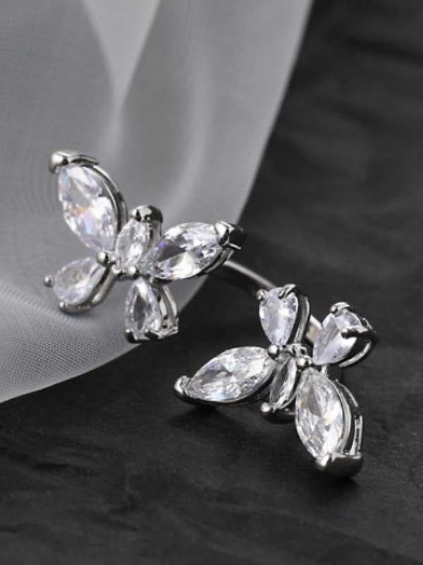 Double butterfly translucent light luxury ring