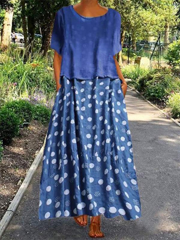 Women's Polka Dot Short Sleeve Dress Set