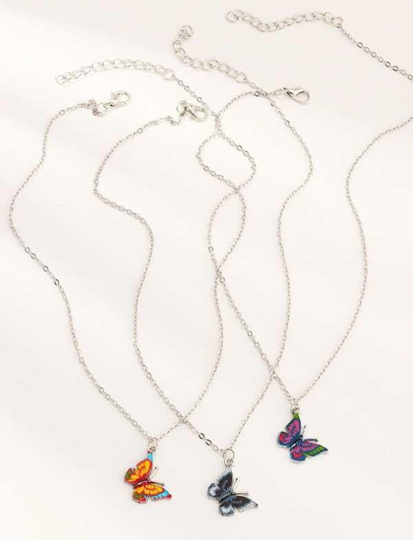 Retro dripping butterfly color necklace