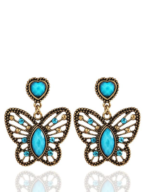 Retro Hollow Butterfly Earrings Wild Diamond Stud Earrings
