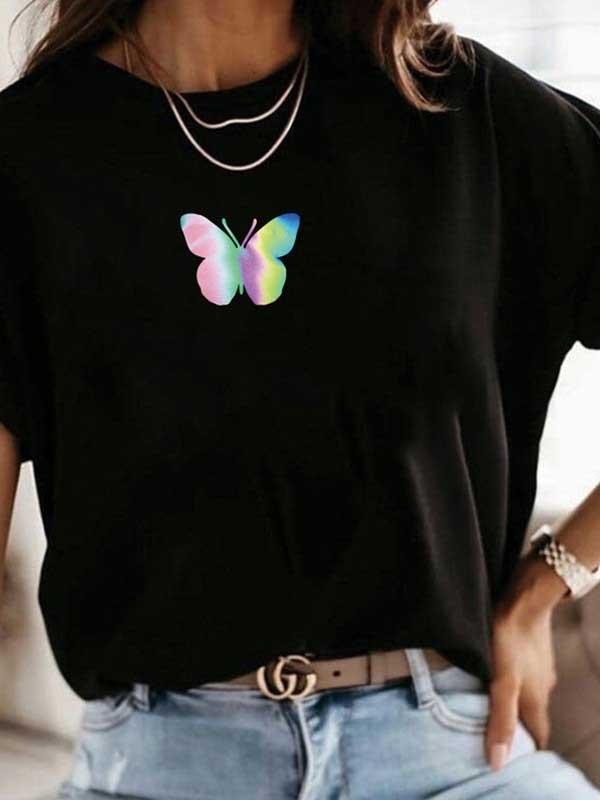Colorful highlight reflective butterfly T-shirt