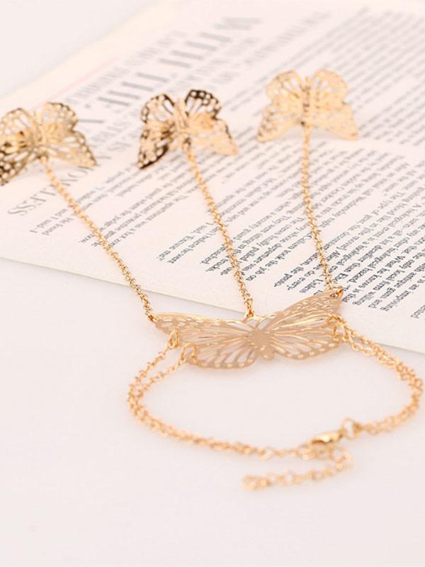 Women's Openwork Butterfly Finger Bracelet