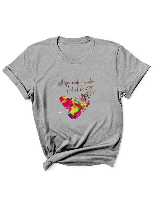 Butterfly print wild T-shirt
