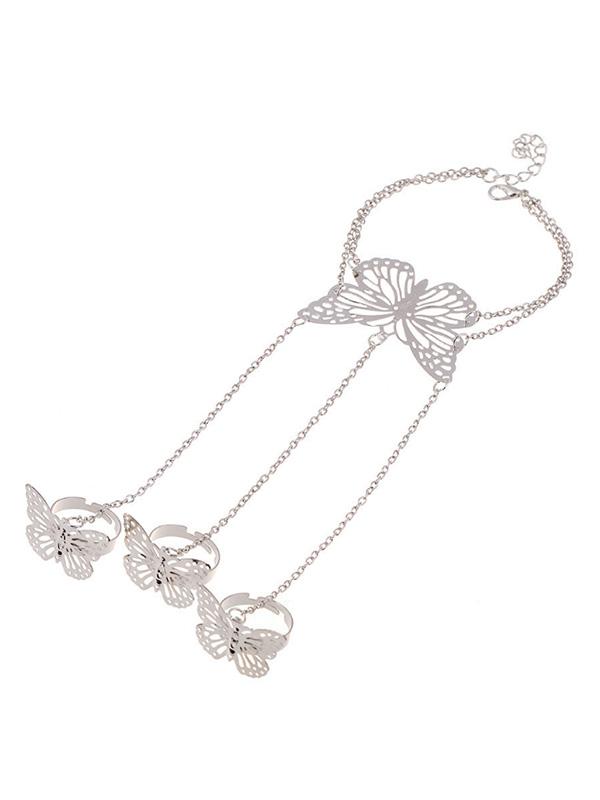 Women's Openwork Butterfly Finger Bracelet